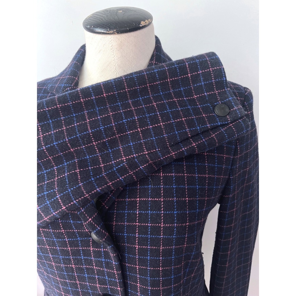 Rag & Bone Navy Pink Windowpane Plaid Wool Blend Blazer Jacket Size 4 New York - Picture 3 of 7